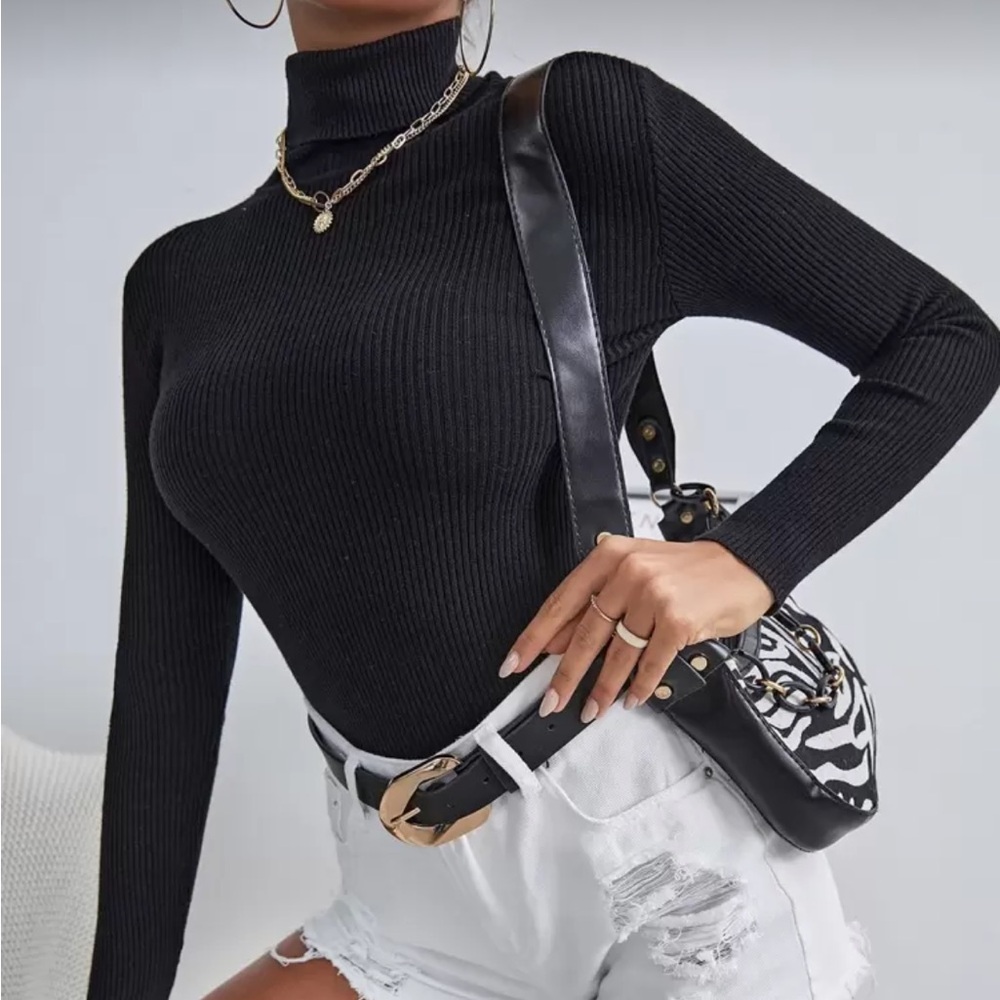 SHEIN Classic Black Turtleneck Sweater